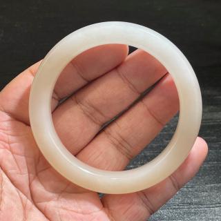 稀缺方言和田玉收藏级青海老坑料细润藕粉羊脂白玉内径55mm手镯s
