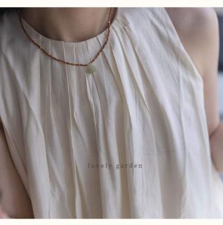 孤独花园garden天然橄榄竹节和田玉锁包美国14k包金项链女礼简约