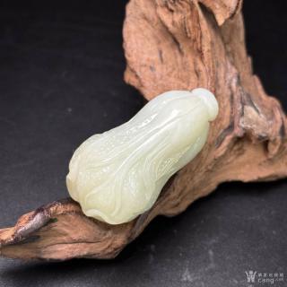 和田玉挂件,白菜,百财